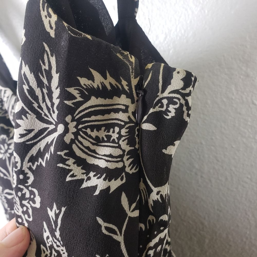 Women's Ann Taylor Brown Chiffon Floral Ruched Business Casual Attire Size 02 - Picture 11 of 11